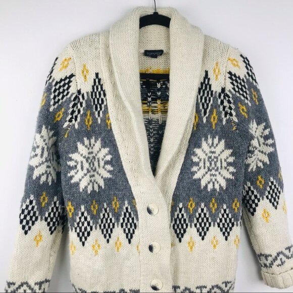 Topshop Wool Blend Knitted Oversized Button Up Sweater Cardigan  Women size 6 - Picture 3 of 16